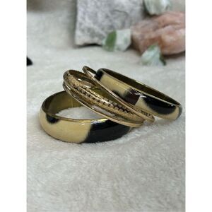 Set of Five Gold and Leopard print Bangles